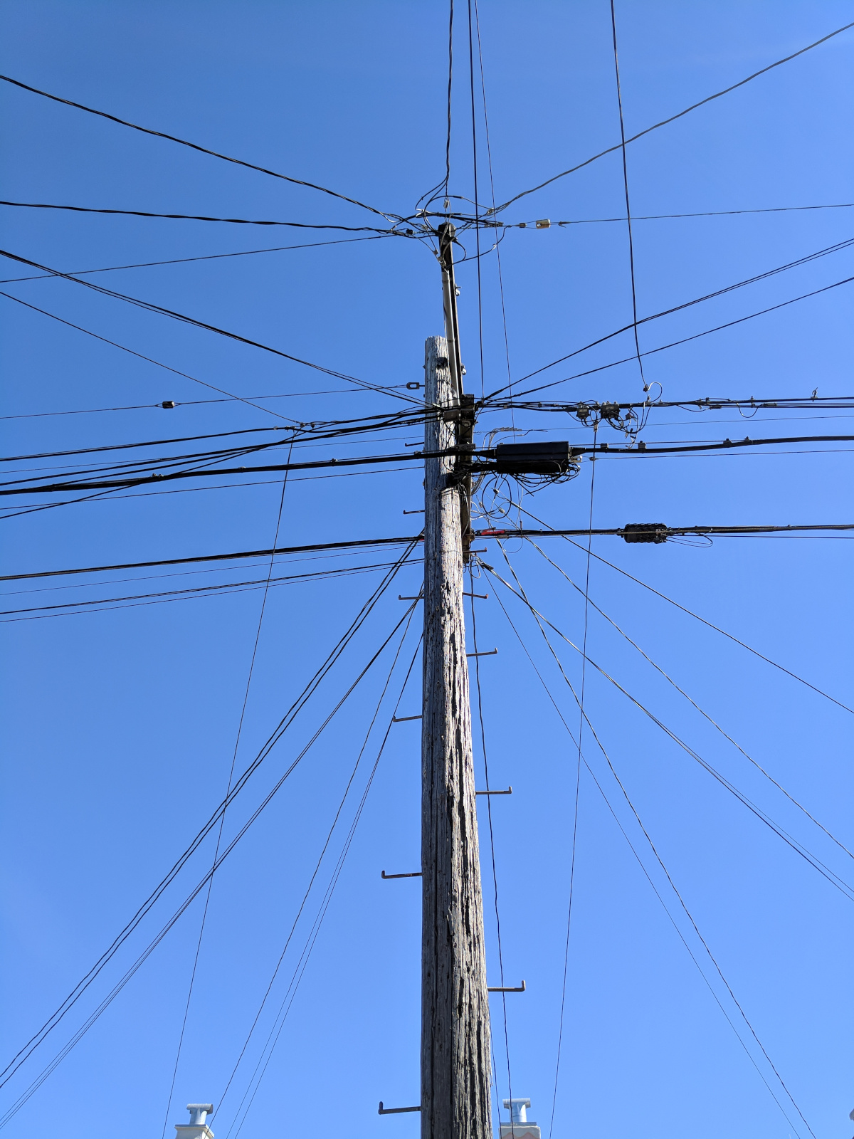 Close-up of utility pole equipment